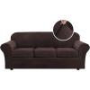 imageHVERSAILTEX Modern Velvet Plush 4 Piece High Stretch Sofa Slipcover Sofa Cover Furniture Protector Form Fit Thick Velvet Sofa Cover for 3 Cushion Couch Width Up to 90 Inch Sofa Bronze BrownBrown