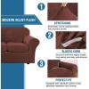 imageHVERSAILTEX Modern Velvet Plush 4 Piece High Stretch Sofa Slipcover Sofa Cover Furniture Protector Form Fit Thick Velvet Sofa Cover for 3 Cushion Couch Width Up to 90 Inch Sofa Bronze BrownBurnt Brick