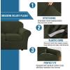 imageHVERSAILTEX Modern Velvet Plush 4 Piece High Stretch Sofa Slipcover Sofa Cover Furniture Protector Form Fit Thick Velvet Sofa Cover for 3 Cushion Couch Width Up to 90 Inch Sofa Bronze BrownOlive