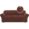 imageHVERSAILTEX Modern Velvet Plush 4 Piece High Stretch Sofa Slipcover Sofa Cover Furniture Protector Form Fit Thick Velvet Sofa Cover for 3 Cushion Couch Width Up to 90 Inch Sofa Bronze BrownBurnt Brick