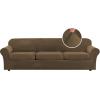 imageHVERSAILTEX Modern Velvet Plush 4 Piece High Stretch Sofa Slipcover Sofa Cover Furniture Protector Form Fit Thick Velvet Sofa Cover for 3 Cushion Couch Width Up to 90 Inch Sofa Bronze BrownBronze Brown