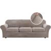 imageHVERSAILTEX Modern Velvet Plush 4 Piece High Stretch Sofa Slipcover Sofa Cover Furniture Protector Form Fit Thick Velvet Sofa Cover for 3 Cushion Couch Width Up to 90 Inch Sofa Bronze BrownTaupe