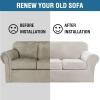 imageHVERSAILTEX Modern Velvet Plush 4 Piece High Stretch Sofa Slipcover Sofa Cover Furniture Protector Form Fit Thick Velvet Sofa Cover for 3 Cushion Couch Width Up to 90 Inch Sofa Bronze BrownOatmeal