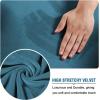imageHVERSAILTEX Modern Velvet Plush 4 Piece High Stretch Sofa Slipcover Sofa Cover Furniture Protector Form Fit Thick Velvet Sofa Cover for 3 Cushion Couch Width Up to 90 Inch Sofa Bronze BrownPeacock Blue