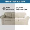 imageHVERSAILTEX Modern Velvet Plush 4 Piece High Stretch Sofa Slipcover Sofa Cover Furniture Protector Form Fit Thick Velvet Sofa Cover for 3 Cushion Couch Width Up to 90 Inch Sofa Bronze BrownIvory