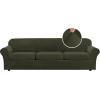 imageHVERSAILTEX Modern Velvet Plush 4 Piece High Stretch Sofa Slipcover Sofa Cover Furniture Protector Form Fit Thick Velvet Sofa Cover for 3 Cushion Couch Width Up to 90 Inch Sofa Bronze BrownOlive