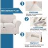 imageHVERSAILTEX Modern Velvet Plush 4 Piece High Stretch Sofa Slipcover Sofa Cover Furniture Protector Form Fit Thick Velvet Sofa Cover for 3 Cushion Couch Width Up to 90 Inch Sofa Bronze BrownPorcelain