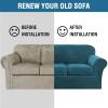 imageHVERSAILTEX Modern Velvet Plush 4 Piece High Stretch Sofa Slipcover Sofa Cover Furniture Protector Form Fit Thick Velvet Sofa Cover for 3 Cushion Couch Width Up to 90 Inch Sofa Bronze BrownPeacock Blue