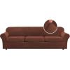 imageHVERSAILTEX Modern Velvet Plush 4 Piece High Stretch Sofa Slipcover Sofa Cover Furniture Protector Form Fit Thick Velvet Sofa Cover for 3 Cushion Couch Width Up to 90 Inch Sofa Bronze BrownBurnt Brick