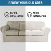 imageHVERSAILTEX Modern Velvet Plush 4 Piece High Stretch Sofa Slipcover Sofa Cover Furniture Protector Form Fit Thick Velvet Sofa Cover for 3 Cushion Couch Width Up to 90 Inch Sofa Bronze BrownPorcelain