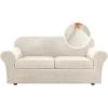 imageHVERSAILTEX Modern Velvet Plush 4 Piece High Stretch Sofa Slipcover Sofa Cover Furniture Protector Form Fit Thick Velvet Sofa Cover for 3 Cushion Couch Width Up to 90 Inch Sofa Bronze BrownIvory