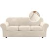 imageHVERSAILTEX Modern Velvet Plush 4 Piece High Stretch Sofa Slipcover Sofa Cover Furniture Protector Form Fit Thick Velvet Sofa Cover for 3 Cushion Couch Width Up to 90 Inch Sofa Bronze BrownIvory