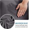imageHVERSAILTEX Modern Velvet Plush 4 Piece High Stretch Sofa Slipcover Sofa Cover Furniture Protector Form Fit Thick Velvet Sofa Cover for 3 Cushion Couch Width Up to 90 Inch Sofa Bronze BrownGrey