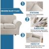 imageHVERSAILTEX Modern Velvet Plush 4 Piece High Stretch Sofa Slipcover Sofa Cover Furniture Protector Form Fit Thick Velvet Sofa Cover for 3 Cushion Couch Width Up to 90 Inch Sofa Bronze BrownOatmeal