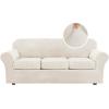 imageHVERSAILTEX Modern Velvet Plush 4 Piece High Stretch Sofa Slipcover Sofa Cover Furniture Protector Form Fit Thick Velvet Sofa Cover for 3 Cushion Couch Width Up to 90 Inch Sofa Bronze BrownPorcelain
