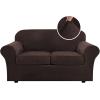 imageHVERSAILTEX Modern Velvet Plush 4 Piece High Stretch Sofa Slipcover Sofa Cover Furniture Protector Form Fit Thick Velvet Sofa Cover for 3 Cushion Couch Width Up to 90 Inch Sofa Bronze BrownBrown
