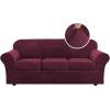 imageHVERSAILTEX Modern Velvet Plush 4 Piece High Stretch Sofa Slipcover Sofa Cover Furniture Protector Form Fit Thick Velvet Sofa Cover for 3 Cushion Couch Width Up to 90 Inch Sofa Bronze BrownWineBurgundy
