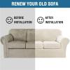 imageHVERSAILTEX Modern Velvet Plush 4 Piece High Stretch Sofa Slipcover Sofa Cover Furniture Protector Form Fit Thick Velvet Sofa Cover for 3 Cushion Couch Width Up to 90 Inch Sofa Bronze BrownIvory