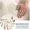 imageHVERSAILTEX Modern Velvet Plush 4 Piece High Stretch Sofa Slipcover Sofa Cover Furniture Protector Form Fit Thick Velvet Sofa Cover for 3 Cushion Couch Width Up to 90 Inch Sofa Bronze BrownIvory