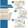 imageHVERSAILTEX Modern Velvet Plush 4 Piece High Stretch Sofa Slipcover Sofa Cover Furniture Protector Form Fit Thick Velvet Sofa Cover for 3 Cushion Couch Width Up to 90 Inch Sofa Bronze BrownIvory