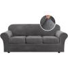 imageHVERSAILTEX Modern Velvet Plush 4 Piece High Stretch Sofa Slipcover Sofa Cover Furniture Protector Form Fit Thick Velvet Sofa Cover for 3 Cushion Couch Width Up to 90 Inch Sofa Bronze BrownGrey