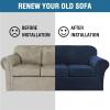 imageHVERSAILTEX Modern Velvet Plush 4 Piece High Stretch Sofa Slipcover Sofa Cover Furniture Protector Form Fit Thick Velvet Sofa Cover for 3 Cushion Couch Width Up to 90 Inch Sofa Bronze BrownNavy