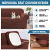 imageHVERSAILTEX Modern Velvet Plush 4 Piece High Stretch Sofa Slipcover Sofa Cover Furniture Protector Form Fit Thick Velvet Sofa Cover for 3 Cushion Couch Width Up to 90 Inch Sofa Bronze BrownBurnt Brick
