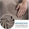 imageHVERSAILTEX Modern Velvet Plush 4 Piece High Stretch Sofa Slipcover Sofa Cover Furniture Protector Form Fit Thick Velvet Sofa Cover for 3 Cushion Couch Width Up to 90 Inch Sofa Bronze BrownTaupe