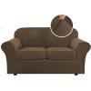 imageHVERSAILTEX Modern Velvet Plush 4 Piece High Stretch Sofa Slipcover Sofa Cover Furniture Protector Form Fit Thick Velvet Sofa Cover for 3 Cushion Couch Width Up to 90 Inch Sofa Bronze BrownBronze Brown