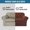 imageHVERSAILTEX Modern Velvet Plush 4 Piece High Stretch Sofa Slipcover Sofa Cover Furniture Protector Form Fit Thick Velvet Sofa Cover for 3 Cushion Couch Width Up to 90 Inch Sofa Bronze BrownBurnt Brick