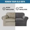 imageHVERSAILTEX Modern Velvet Plush 4 Piece High Stretch Sofa Slipcover Sofa Cover Furniture Protector Form Fit Thick Velvet Sofa Cover for 3 Cushion Couch Width Up to 90 Inch Sofa Bronze BrownGrey