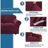 imageHVERSAILTEX Modern Velvet Plush 4 Piece High Stretch Sofa Slipcover Sofa Cover Furniture Protector Form Fit Thick Velvet Sofa Cover for 3 Cushion Couch Width Up to 90 Inch Sofa Bronze BrownWineBurgundy