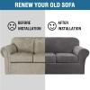 imageHVERSAILTEX Modern Velvet Plush 4 Piece High Stretch Sofa Slipcover Sofa Cover Furniture Protector Form Fit Thick Velvet Sofa Cover for 3 Cushion Couch Width Up to 90 Inch Sofa Bronze BrownGrey