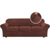 imageHVERSAILTEX Modern Velvet Plush 4 Piece High Stretch Sofa Slipcover Sofa Cover Furniture Protector Form Fit Thick Velvet Sofa Cover for 3 Cushion Couch Width Up to 90 Inch Sofa Bronze BrownBurnt Brick