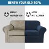 imageHVERSAILTEX Modern Velvet Plush 4 Piece High Stretch Sofa Slipcover Sofa Cover Furniture Protector Form Fit Thick Velvet Sofa Cover for 3 Cushion Couch Width Up to 90 Inch Sofa Bronze BrownNavy