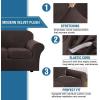 imageHVERSAILTEX Modern Velvet Plush 4 Piece High Stretch Sofa Slipcover Sofa Cover Furniture Protector Form Fit Thick Velvet Sofa Cover for 3 Cushion Couch Width Up to 90 Inch Sofa Bronze BrownBrown