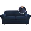 imageHVERSAILTEX Modern Velvet Plush 4 Piece High Stretch Sofa Slipcover Sofa Cover Furniture Protector Form Fit Thick Velvet Sofa Cover for 3 Cushion Couch Width Up to 90 Inch Sofa Bronze BrownNavy