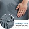 imageHVERSAILTEX Modern Velvet Plush 4 Piece High Stretch Sofa Slipcover Sofa Cover Furniture Protector Form Fit Thick Velvet Sofa Cover for 3 Cushion Couch Width Up to 90 Inch Sofa Bronze BrownStone Blue