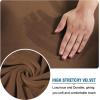 imageHVERSAILTEX Modern Velvet Plush 4 Piece High Stretch Sofa Slipcover Sofa Cover Furniture Protector Form Fit Thick Velvet Sofa Cover for 3 Cushion Couch Width Up to 90 Inch Sofa Bronze BrownCaramel