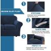 imageHVERSAILTEX Modern Velvet Plush 4 Piece High Stretch Sofa Slipcover Sofa Cover Furniture Protector Form Fit Thick Velvet Sofa Cover for 3 Cushion Couch Width Up to 90 Inch Sofa Bronze BrownNavy