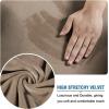 imageHVERSAILTEX Modern Velvet Plush 4 Piece High Stretch Sofa Slipcover Sofa Cover Furniture Protector Form Fit Thick Velvet Sofa Cover for 3 Cushion Couch Width Up to 90 Inch Sofa Bronze BrownCamel