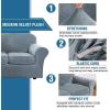 imageHVERSAILTEX Modern Velvet Plush 4 Piece High Stretch Sofa Slipcover Sofa Cover Furniture Protector Form Fit Thick Velvet Sofa Cover for 3 Cushion Couch Width Up to 90 Inch Sofa Bronze BrownStone Blue
