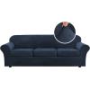 imageHVERSAILTEX Modern Velvet Plush 4 Piece High Stretch Sofa Slipcover Sofa Cover Furniture Protector Form Fit Thick Velvet Sofa Cover for 3 Cushion Couch Width Up to 90 Inch Sofa Bronze BrownNavy