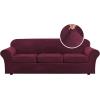 imageHVERSAILTEX Modern Velvet Plush 4 Piece High Stretch Sofa Slipcover Sofa Cover Furniture Protector Form Fit Thick Velvet Sofa Cover for 3 Cushion Couch Width Up to 90 Inch Sofa Bronze BrownWineBurgundy
