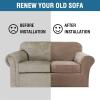 imageHVERSAILTEX Modern Velvet Plush 4 Piece High Stretch Sofa Slipcover Sofa Cover Furniture Protector Form Fit Thick Velvet Sofa Cover for 3 Cushion Couch Width Up to 90 Inch Sofa Bronze BrownCamel