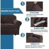 imageHVERSAILTEX Modern Velvet Plush 4 Piece High Stretch Sofa Slipcover Sofa Cover Furniture Protector Form Fit Thick Velvet Sofa Cover for 3 Cushion Couch Width Up to 90 Inch Sofa Bronze BrownBrown