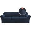 imageHVERSAILTEX Modern Velvet Plush 4 Piece High Stretch Sofa Slipcover Sofa Cover Furniture Protector Form Fit Thick Velvet Sofa Cover for 3 Cushion Couch Width Up to 90 Inch Sofa Bronze BrownNavy