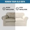 imageHVERSAILTEX Modern Velvet Plush 4 Piece High Stretch Sofa Slipcover Sofa Cover Furniture Protector Form Fit Thick Velvet Sofa Cover for 3 Cushion Couch Width Up to 90 Inch Sofa Bronze BrownIvory