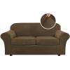 imageHVERSAILTEX Modern Velvet Plush 4 Piece High Stretch Sofa Slipcover Sofa Cover Furniture Protector Form Fit Thick Velvet Sofa Cover for 3 Cushion Couch Width Up to 90 Inch Sofa Bronze BrownBronze Brown