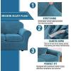 imageHVERSAILTEX Modern Velvet Plush 4 Piece High Stretch Sofa Slipcover Sofa Cover Furniture Protector Form Fit Thick Velvet Sofa Cover for 3 Cushion Couch Width Up to 90 Inch Sofa Bronze BrownPeacock Blue